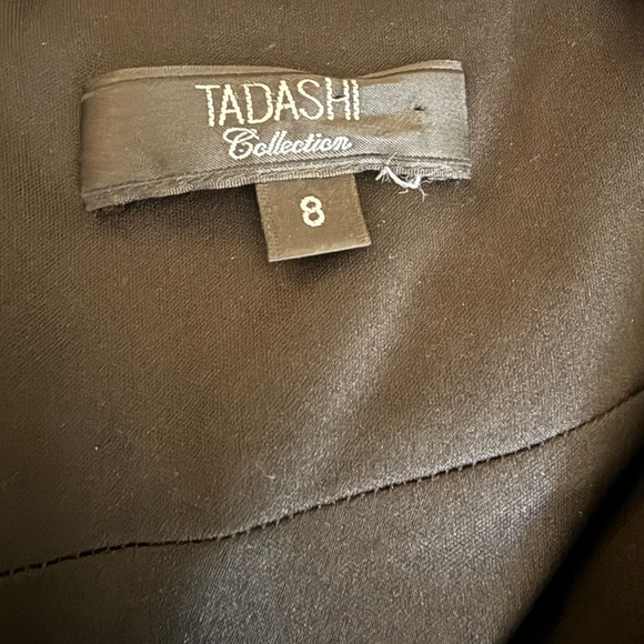 Tadashi Collection Evening Black Satin Ruched Dress - Size 8 - Picture 3 of 4